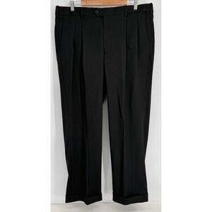 Savane Mens Travel Black Double Pleated Flex Waist Pants Sz 38x29 NEW